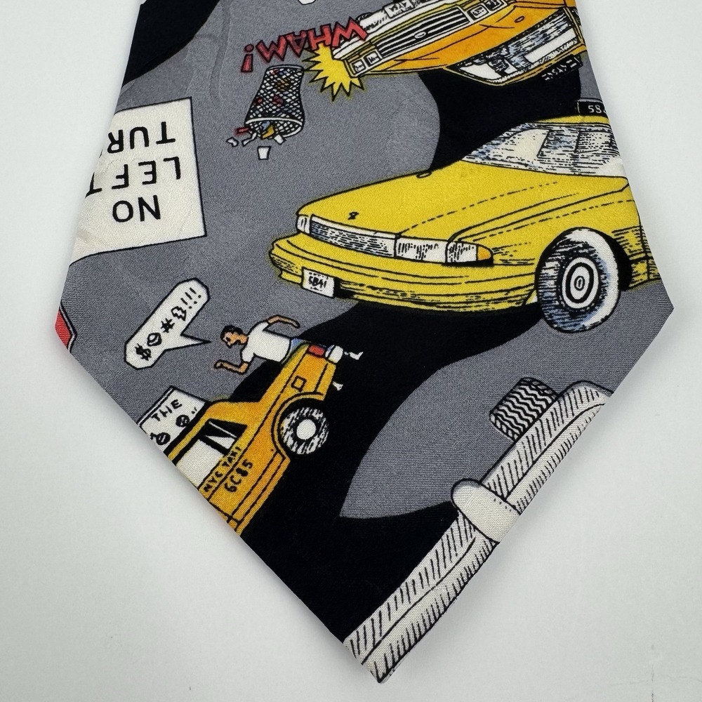 VTG  Nicole Miller Traffic Jam Taxi Cab Novelty Silk Necktie 1991